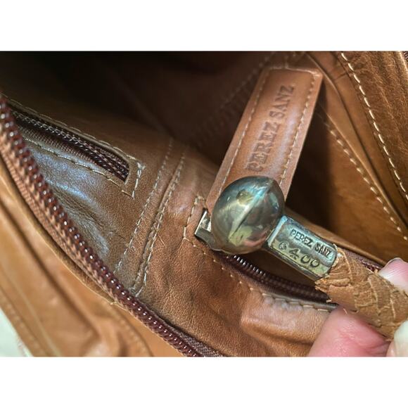 Perez Sanz 6400 Woven Leather Crossbody Shoulder Bag Basketweave Silver Tote - Picture 8 of 9